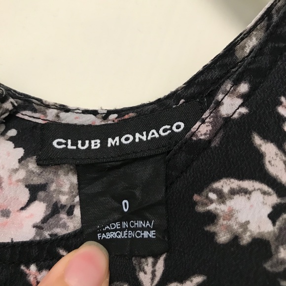 Club Monaco Silk Amelda Black Floral Print Dress - Picture 6 of 8